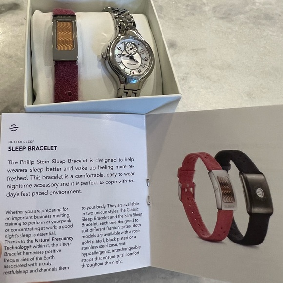 Set Philip Stein Stainless Steel women’s quartz plus Slim Sleep bracelet - Picture 6 of 13
